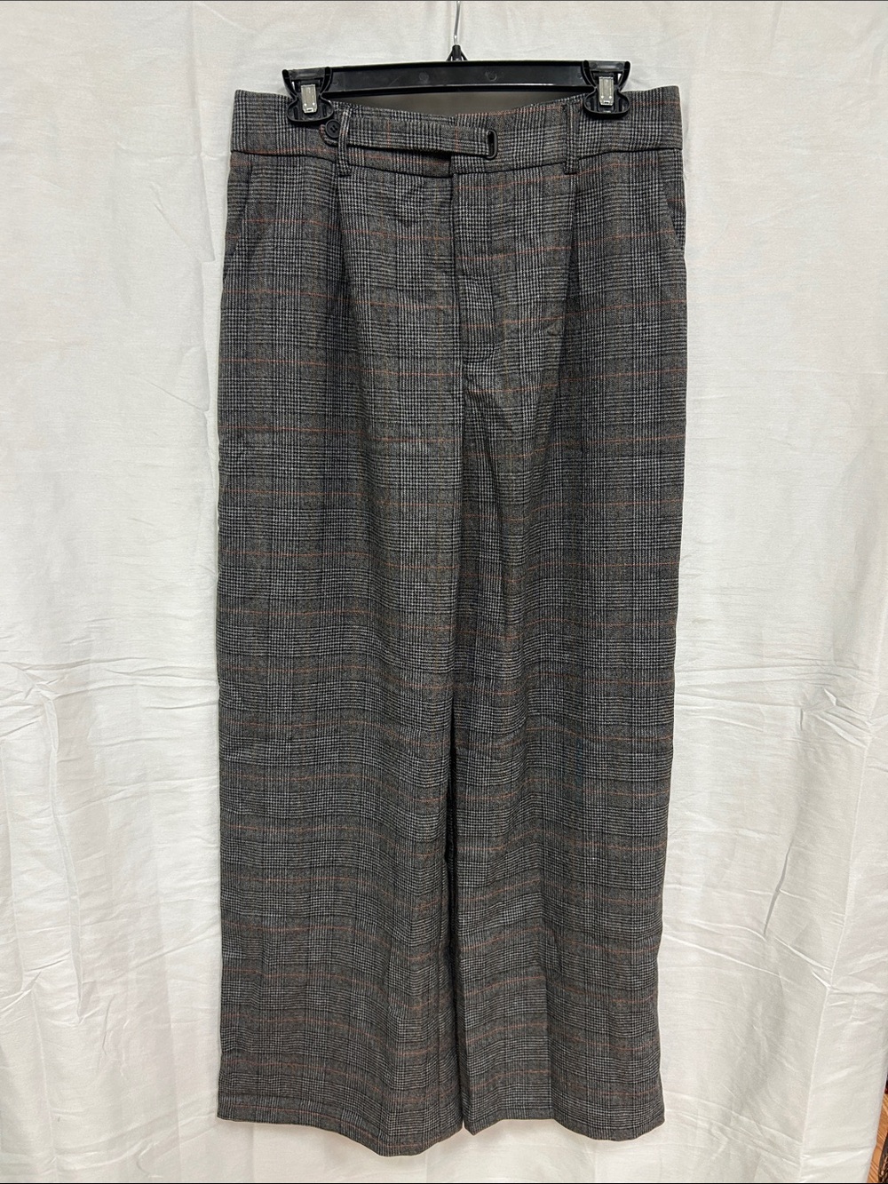 Women's Gray Plaid Wide-Leg Trousers